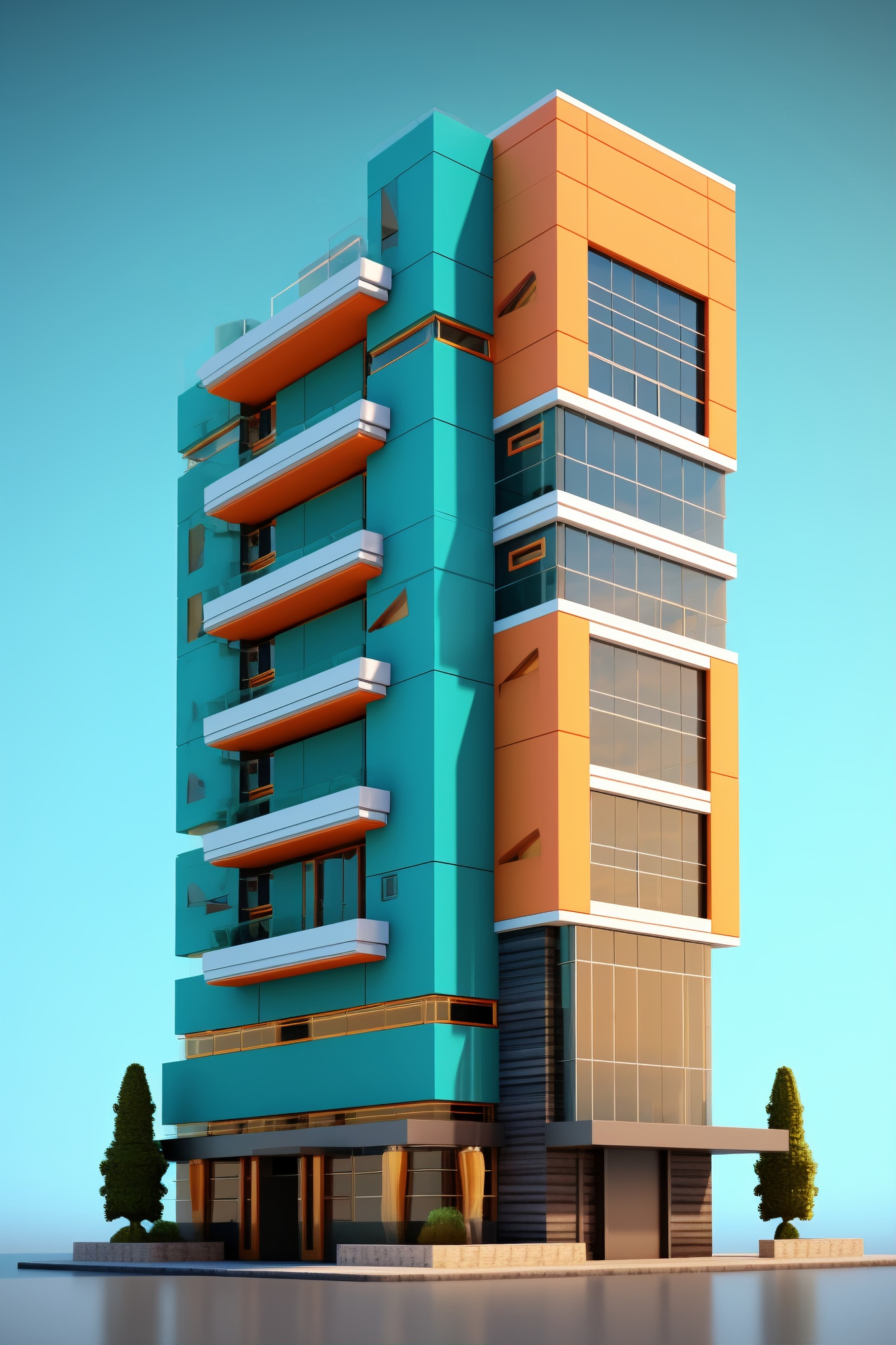 renderizacao-3d-de-edificio-abstrato renderizacao-3d-de-edificio-abstrato